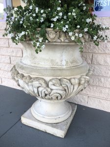 Crushed marble aged urn