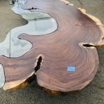 Parota wood and glass inlay