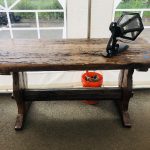 Wooden table made from antique door
