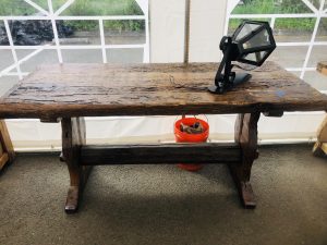 Wooden table made from antique door
