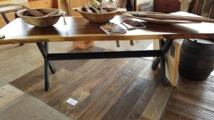Parota table with iron legs. 7' x 30"