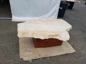 Small onyx table with wood base