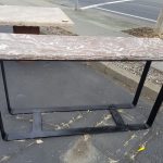 Onyx table with iron legs