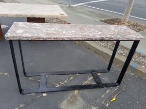 Onyx table with iron legs