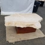 Small onyx table with wood base